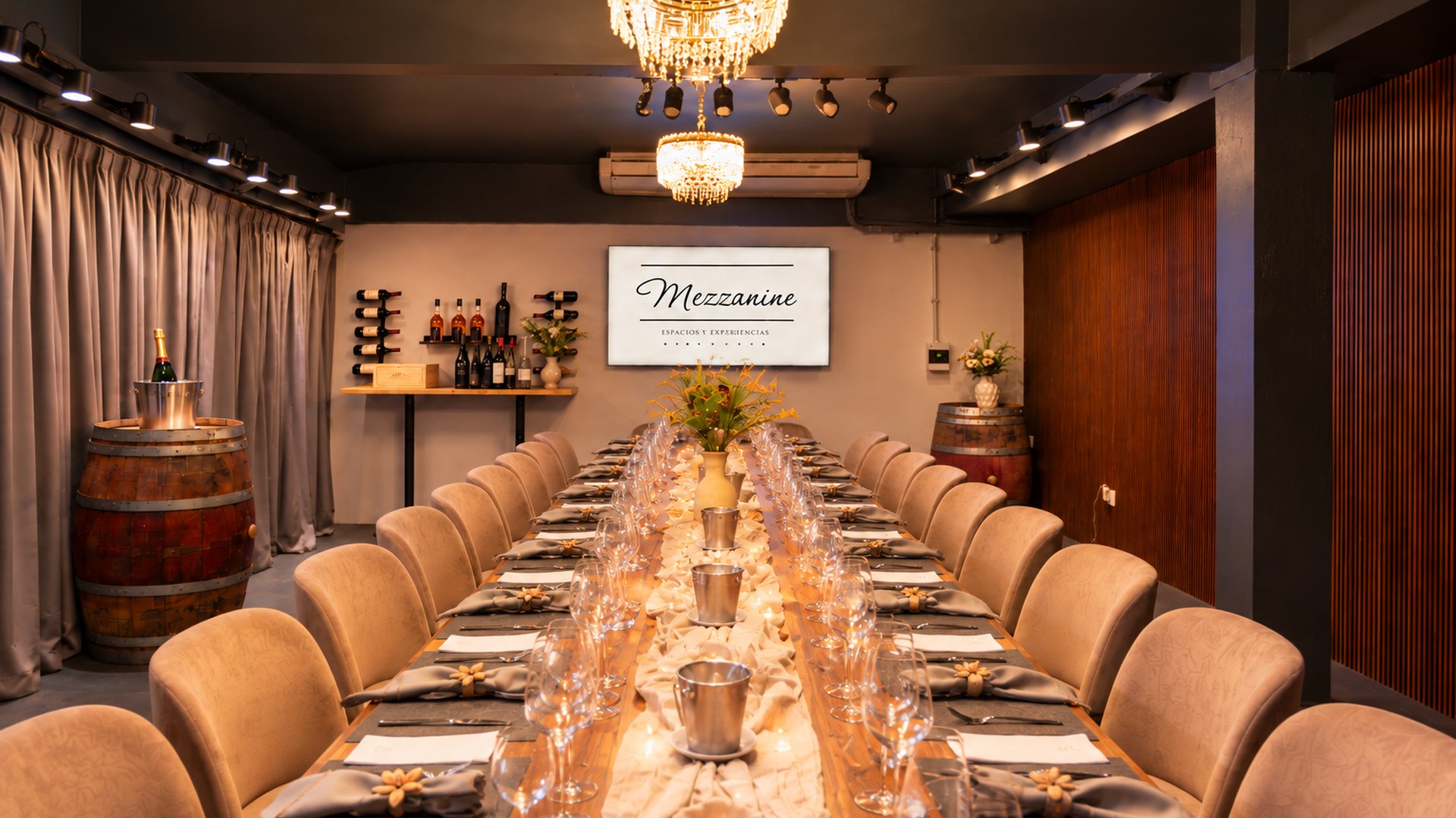 Salón de Mezzanine preparado para una cata